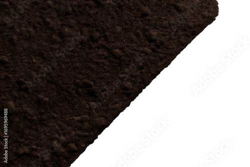 Dark soil texture on transparent background covering half the image diagonally