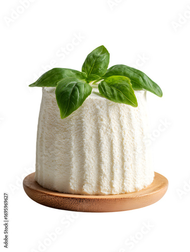 Fresh ricotta cheese with basil