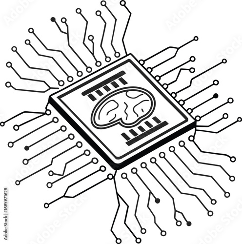 Modern computer chip design with intricate circuitry for technology innovation and digital solutions