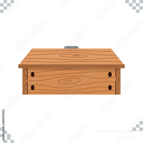 A simple, flat illustration of a wooden chest with two drawers and a handle.
