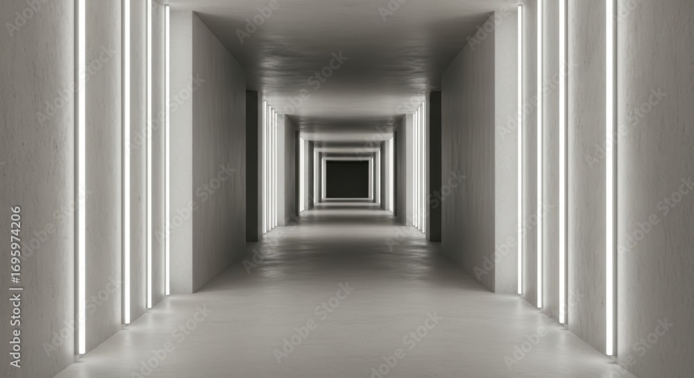 Fototapeta premium Modern Architectural Corridor with Illuminated Walls