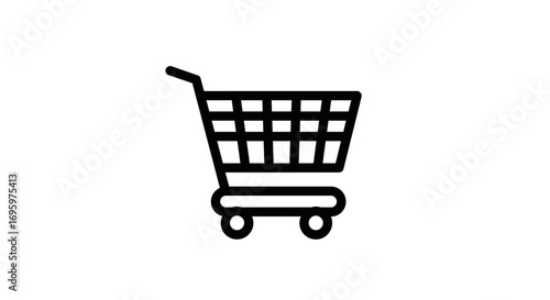 Simple black shopping cart icon for e-commerce, grocery stores, and online retail promotions