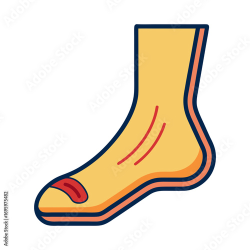 Stylized illustration of a human foot with a red toe nail