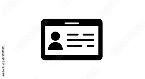 Professional ID badge icon represents secure access, employee identification, or membership card