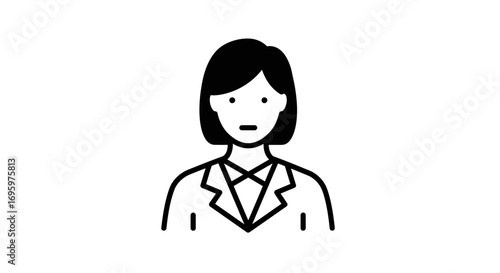 Professional woman icon wearing a suit, ready for business or corporate presentation, confident and stylish