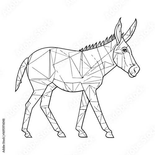 Coloring Page Of cartoon cute Mule Coloring Book for kids.