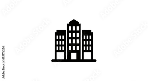 Modern city building icon for real estate, construction, architecture and urban development projects