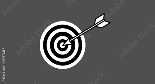 Arrow hits bullseye for business success, achievement, focus and goals, strategy and marketing