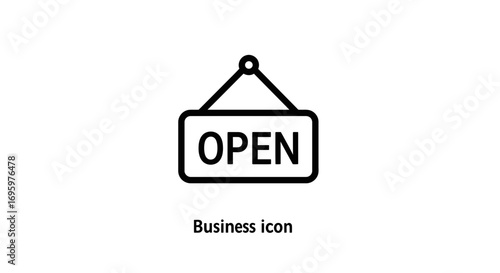 Open sign icon, business welcome, store hours, shop now, grand opening, come in, available