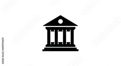 Classic bank building illustration icon for financial services and government institutions