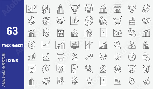 Financial Market Icons Bull Bear Graphs and Charts stock market finance