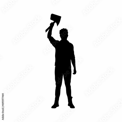 Protester silhouette against deforestation and environmental destruction awareness