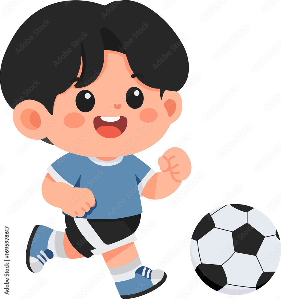 Obraz premium Illustration of Boy Playing Soccer Kid
