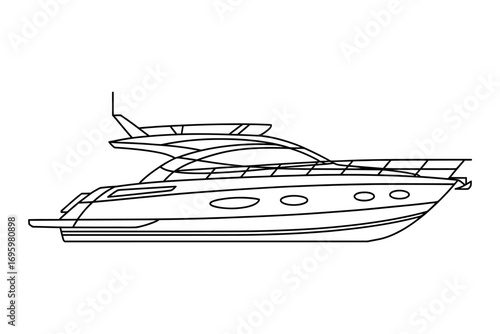 Luxury Yacht Outline Illustration a Sleek Design for Modern Maritime Vessels and Transportation Solutions