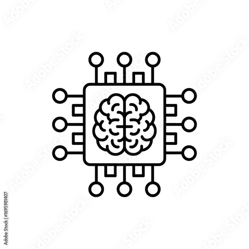 Artificial Intelligence Brain Chip Icon Symbolic of Machine Learning and Neural Networks Advancement for Future Technology