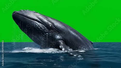 Humpback whale breaching majestically from the deep blue ocean