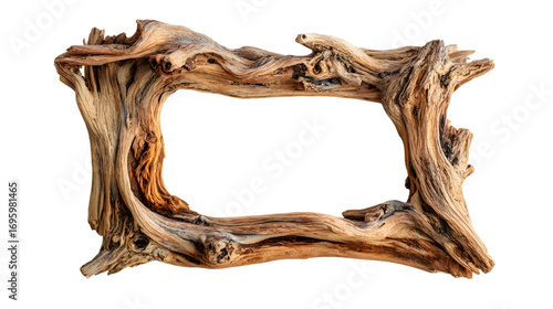 Rustic driftwood frame isolated on black