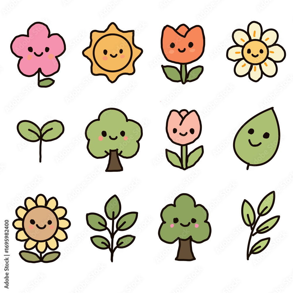 Fototapeta premium Flowers and tree vactor 