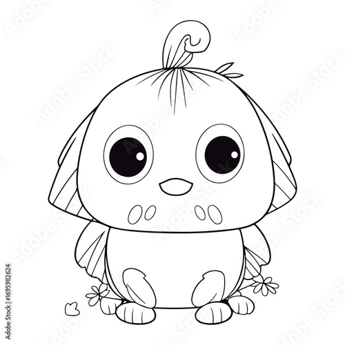 Coloring book for kids baby guinea pig kawai vector.