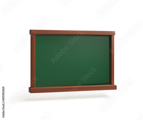 Chalkboard 3d Icon Green Classroom Board with Wooden Frame Blank vector illustration