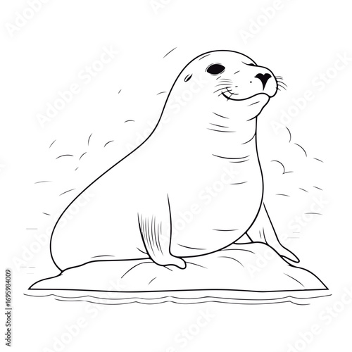 Coloring book for kids Sea Lion vector.