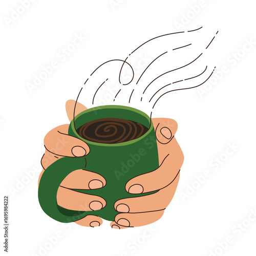 Hands holding a cup of coffee vector illustration