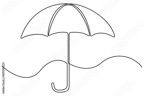 Umbrella icon continuous one line drawing minimalist style summer holiday outline vector illustration
