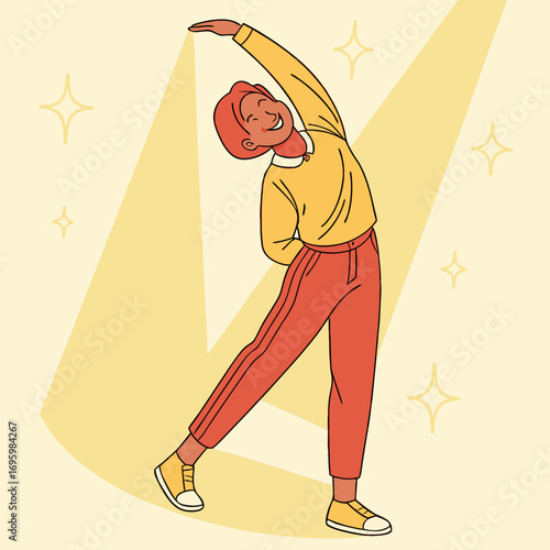 Person streching arms behind back warm up