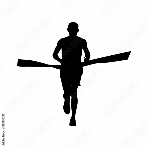 Silhouette of a runner crossing a marathon finish line