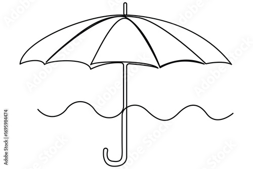 Umbrella icon continuous one line drawing minimalist style summer holiday outline vector illustration
