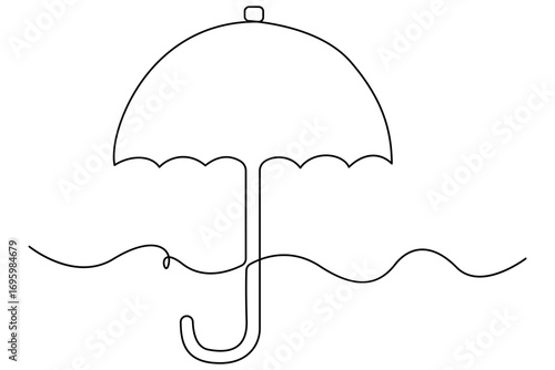 Umbrella icon continuous one line drawing minimalist style summer holiday outline vector illustration
