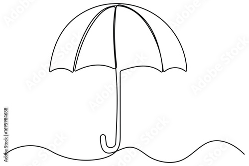 Umbrella icon continuous one line drawing minimalist style summer holiday outline vector illustration
