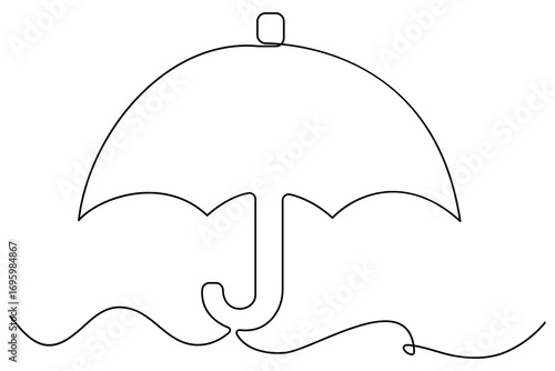 Umbrella icon continuous one line drawing minimalist style summer holiday outline vector illustration
