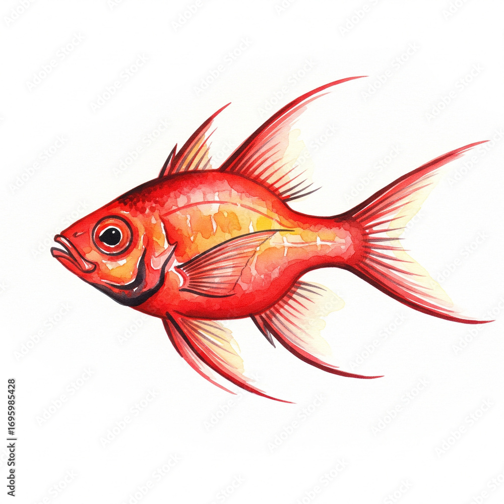 Fototapeta premium Cardinalfish, watercolor, white background