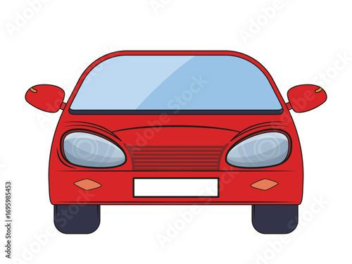Cartoon red car. Vector illustration isolated on white background