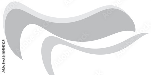 Abstract design of layered, flowing gray and white curves creating a dynamic wave pattern. Blender illustration