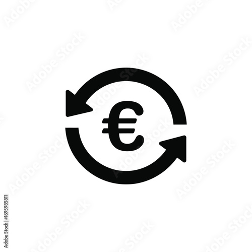 Euro Currency Exchange Circular Arrows Icon Representing Financial Transactions