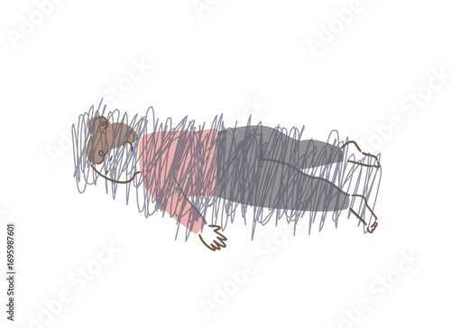 うつ伏せで落ち込んで寝ている女性のイラスト素材