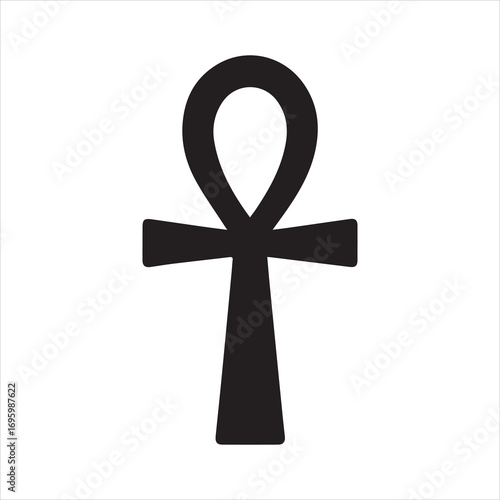 Ankh Cross icon silhouette vector with white background