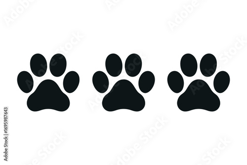 Paw Prints Graphic Design on a White Background, Symbolizing Pets and Animal Tracks