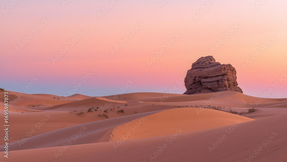 Naklejka premium A fiery Arizona desert sunset casts long shadows over the iconic Monument Valley rock formations, painting the arid landscape in shades of red and gold