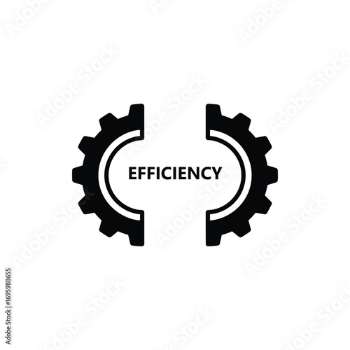 Vector illustration of a split gear icon representing the concept of business efficiency, industrial process, and mechanical optimization