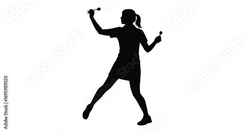 a silhouette of a woman dancing with two sticks