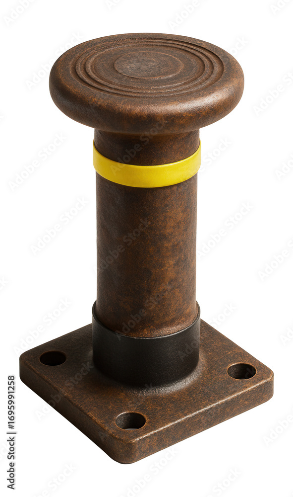 Obraz premium Dockside bollard with circular top and weathered metal finish