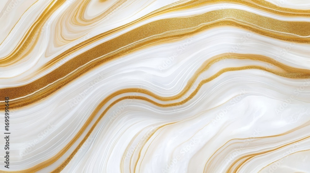 Obraz premium Elegant Abstract Marble Background Featuring Luxurious White and Gold Swirls in Artistic Design