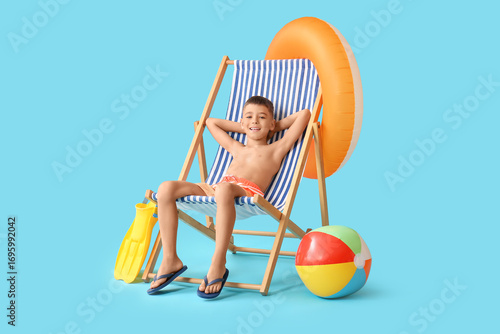 Cute little boy with beach ...
