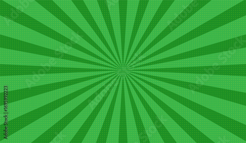 Background for cartoon comics made of green radial rays. A pop art style template for text about superheroes in comics. Vector EPS 10.