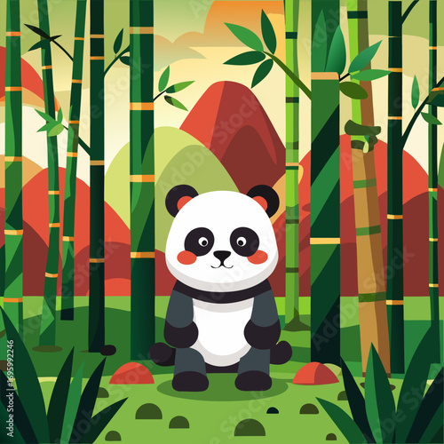 panda and bamboo