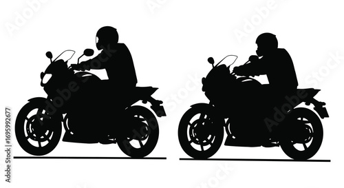 two motorcyclists riding side by side in silhouette