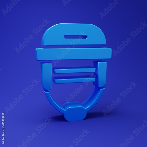 Canvas Print Blue Hockey helmet icon isolated on blue background